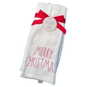 Rae Dunn Merry Christmas Kitchen Towels Set Of 2 16” x 26” New With Tags